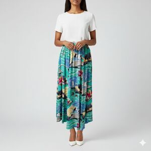 Karen Kane Women's Skirt - Vibrant Tropical Print Elastic Waist Slip-On, Size 14